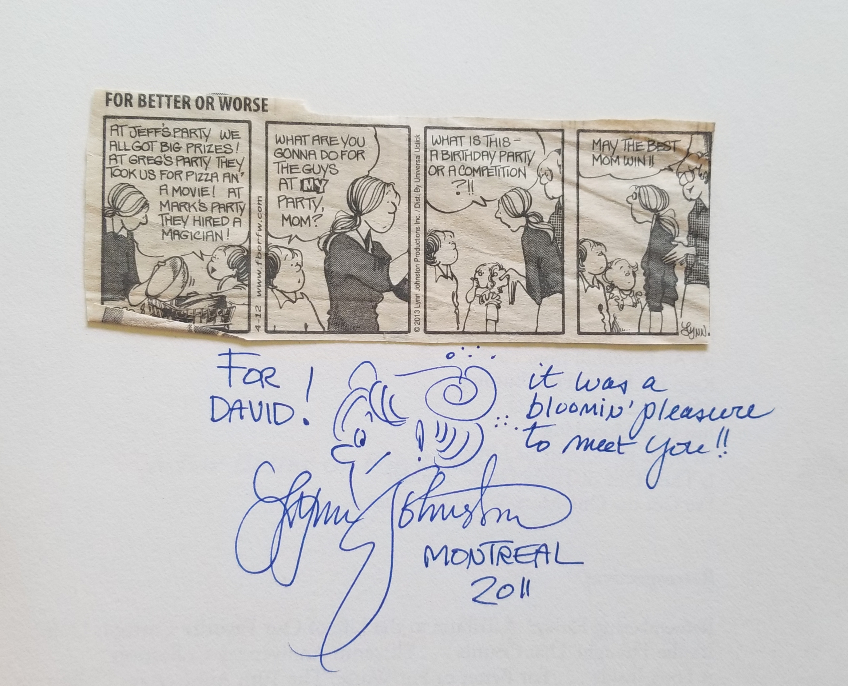 Lynn Johnston (Autograph, and original sketch!)