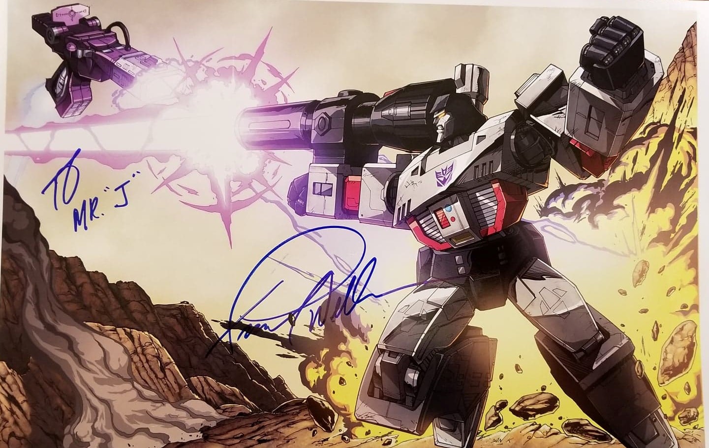 Transformers (Autographed Megatron poster by voice actor Frank Welker)