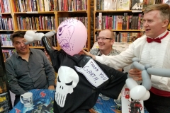 Garth Ennis (playing around with Punisher balloon!)