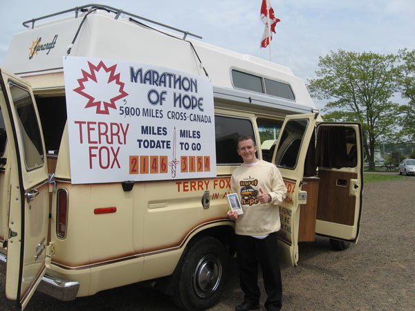 Terry Fox van (Sign showing Terry's daily walk)