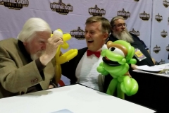 Sesame Street's Caroll Spinney (Starts talking in the voices of Big Bird, and Oscar!)